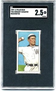 1909-11 T206 Polar Bear Germany Schaefer SGC 2.5 Washington Well Centered - Picture 1 of 2