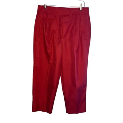 J. Crew Pink/Fuchsia Preppy Pleat Pants Size 12 Office Trouser Flowy Wide Leg - Image 1 of 4