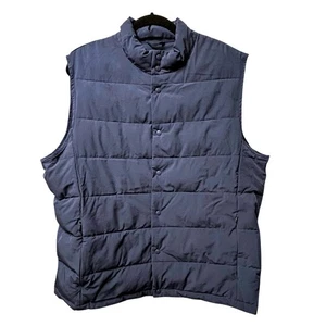 Zara Womens XL Puffer Vest Sleeveless Jacket Snap Button Padded Warm Navy Blue - Picture 1 of 9