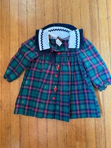 Vintage Girls Christmas GOOD LAD 24 Months Dancer Holiday Plaid Dress Photos - Picture 1 of 12