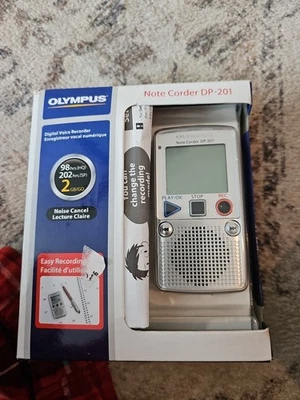 New Open Box Olympus Note Corder DP-201 2GB Digital Voice Recorder Silver - Image 1 of 4