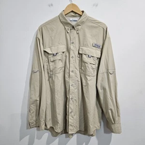 Camisa Columbia PFG para hombre con botones beige manga larga pesca ventilada nailon - Imagen 1 de 11