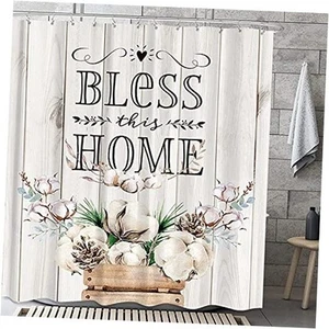 Rustic Farmhouse Shower Curtain Set 72Wx72H Inch Vintage Quote Bless Home - Picture 1 of 7