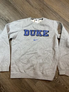 Sudadera Nike Center Swoosh Manga Larga Crew Gris Azul Duke Blue Devils Pequeña - Imagen 1 de 6