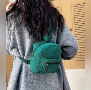 Teal Cord Mini Rucksack Y2K 90s Style Markenlos Retro Süß Vintage Tasche - Bild 1 von 8