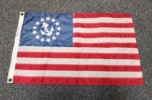 Vintage 13 Star Fouled Anchor Yacht Nautical 16” by 24” American Flag USA - Picture 1 of 3