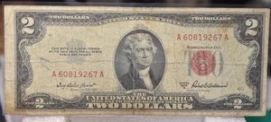 1953 2 dollar bill RED INK Free Shipping - Picture 1 of 2