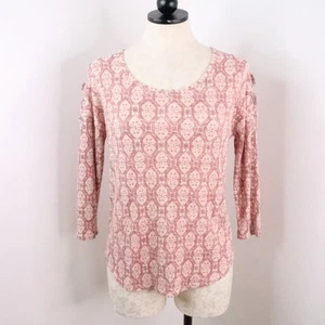Massini Damen M Mauve Boho Ikat Ribbed Stretch Cold Shoulder Strick Top - Bild 1 von 9
