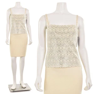 *SPARKLY!* St. John Evening Ivory/Silver Crystal Santana Knit Top & Skirt Suit 2 - Picture 1 of 10