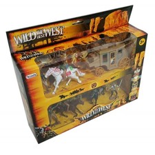 THE BEST WILD WEST  PLAYSET - 12 PC COWBOYS & STAGE COACH - BY ARCANDY