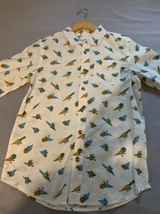 Cat & Jack Boys Button Up Long Sleeve Cream Dinosaur Shirt - Picture 1 of 3