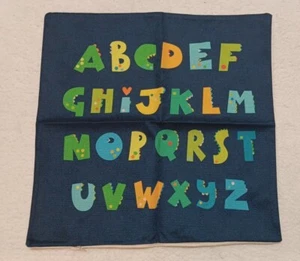 Dinosaur Alphabet Navy Decorative Throw Pillow Cover Kids Cotton Linen 18 x 18 - Picture 1 of 6