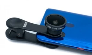 Wide Angle And Macro Lens with Clip And Case IN Black for Smartphones - Zdjęcie 1 z 4