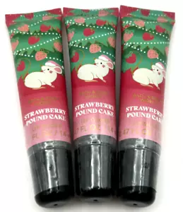 NEW 3 BATH & BODY WORKS STRAWBERRY POUND CAKE WOMEN LIP GLOSS .47 OZ 14 ML SHINE - Picture 1 of 4