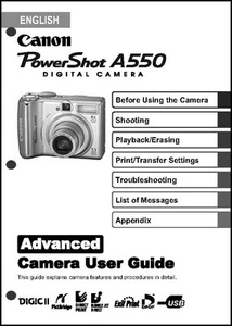 Canon Powershot A550  Digital Camera User Guide Instruction  Manual - Picture 1 of 1