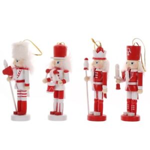  4 Pcs Rot Hölzern Nussknacker-Marionetten Fensterspielzeug Weihnachtsgeschenke