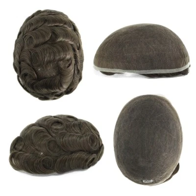 Мужские Toupee французский кружева человеческих волос Replecement система коричневый шиньоны средний #7 - Изображение 1 из 4