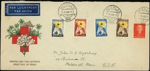 Netherlands #B199-B202 Red Cross FDC 1949 Airmail Cover Heerlen USA #309 Juliana - Picture 1 of 2