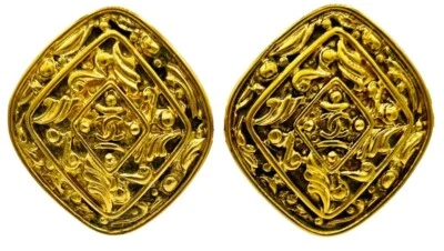 Selten Vintage CHANEL CC Logo Große Vergoldet Ohrclips,Ohrringe,Schmuck 4.00cm. - Bild 1 von 4