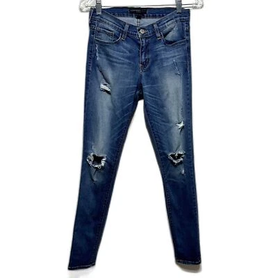 Flying Monkey Platinum Jeans Women sz 28 Stretch Skinny Distress Denim Mid Rise - Image 1 of 4