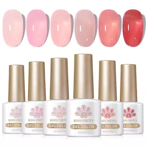 Born Pretty Jelly Gel Nail Polish Set Sheer Jelly Nude Pink Gel Polish Crystal T - Picture 1 of 12