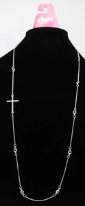 New Candies Silver Rhinestone Cross Station Necklace nwt #NC10 - Picture 1 of 3