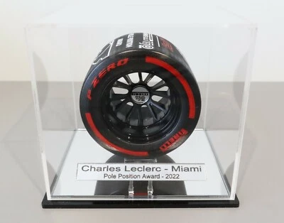 1/10th Charles Leclerc Miami 2022 Pirelli Pole Position Award Tyre Display - Image 1 of 4