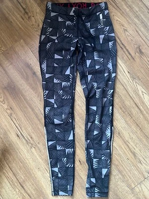 ROXY gym leggings, size XS, with zipped pocket, reflective, grey-black, VGC - Image 1 of 4