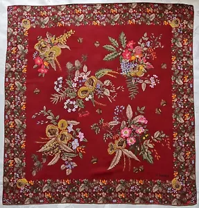 ESCARGO FRANCIA VINTAGE AUTÉNTICA ELEGANCIA LOGOTIPO BOUTIQUE ARTE FLORAL ROJO SEDA 34" - Imagen 1 de 5