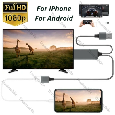 1080P HDMI Mirroring AV Cable for iPhone iPad Android Phone to TV HDTV Adapter - Image 1 of 4