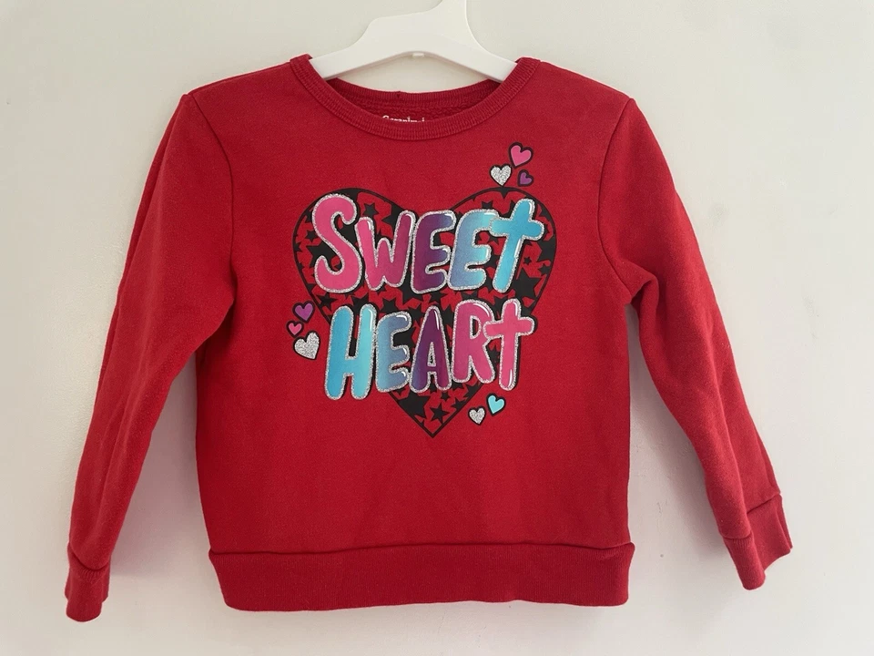 Garanimals Niñas Pequeñas Brillo Dulce Corazón Acogedora Manga Larga Sudadera Roja 3T Foto 1 de 4