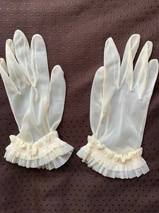 Antique Edwardian French Handmade ladies Veil Gloves - Bridal size 7-71/2 - Picture 1 of 6