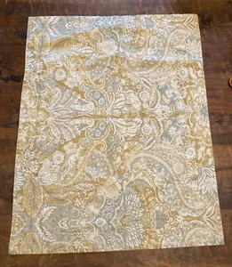 Almohada de damasco POTTERY BARN Celeste simulada una farsa mezcla de lino/algodón dorado azul - Imagen 1 de 4
