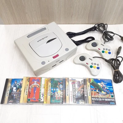 Sega Saturn console white Japanese bundle with 5 games tested US duty paid W118 - Image 1 of 4