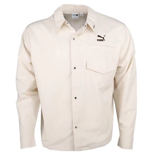 PUMA Wal Harlem Renaissance Collared Long Sleeve Button Up Shirt Mens White Casu - Picture 1 of 3
