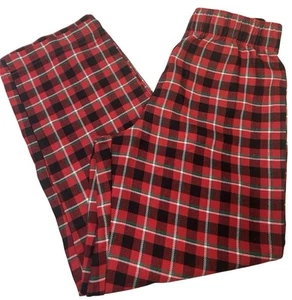 Lands End Boys Size 8 Pajama Pants Flannel Red Green White Plaid - Picture 1 of 4