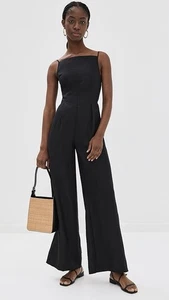 NWT Reformation Ciara Linen Sleeveless Jumpsuit Relaxed Leg Black | US 0 UK 4 - Picture 1 of 9