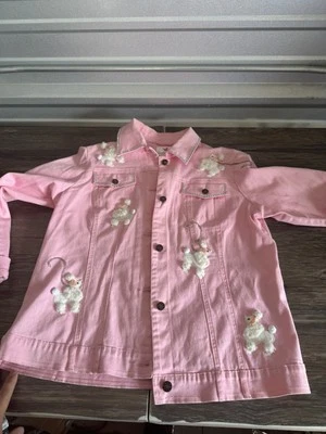 Quacker Factory Pink Dog Embroidered Butterfly & Floral Jacket Sz Med - Image 1 of 4