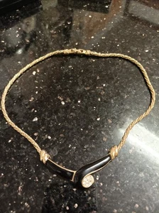 Monet Stunning Gold & Black Enamel Necklace, New Without Tags - Picture 1 of 8