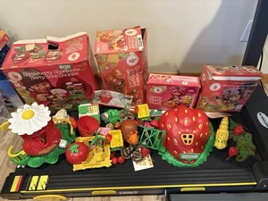 Vintage Strawberry Shortcake Lot Pavillon, Schneckenwagen, Beerenkoffer, Puppe mit Zubehör - Bild 1 von 18