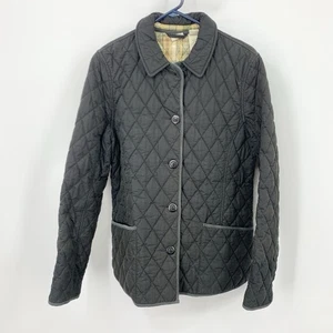 LL Bean Women Size Medium Jacket Black Quilted Field Barn Coat Button Up AS IS - Picture 1 of 9