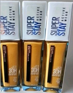 3 Maybelline New York Super Stay Active Wear 30 Hour Foundation 312 Golden ~ New - Picture 1 of 1