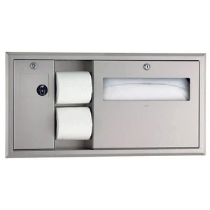 Bobrick B-3091 Recessed Toilet Tissue, Seat-Cover Dispenser and Waste Disposal - Picture 1 of 3
