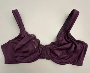 Vintage Vanity Fair Bra 40 C Plum Purple Underwire 75038 Stretch Unlined Lace - Picture 1 of 6