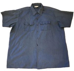 Dickies Navy Short Sleeve Button Work Uniform Shirt XXL Cotton Polyester Blend - Picture 1 of 8