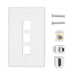 HD Multimedia Interface Wall Plate Multifunction CAT6 TV F Head 3 Port Ether NEW - Afbeelding 1 van 12