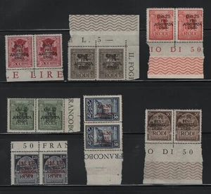 PAR DE SELLOS GRECIA RODI 1943 ASSISTENZA EGEO 7 DIFF MNH (FALTA EL ALTO VALOR) - Imagen 1 de 1