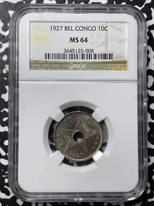 1927 Belgian Congo 10 Centimes NGC MS64 Lot#G8277 Choice UNC! - Picture 1 of 3