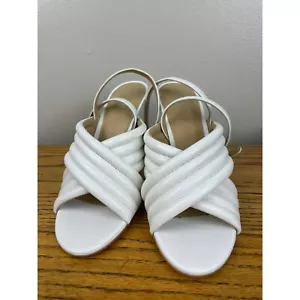 Sandalias para mujer Michael Kors punta abierta cuero blanco hinchado tacón alto talla 7,5 - Imagen 1 de 11