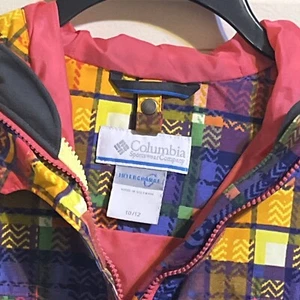 Girls Columbia 10/12 Coat Jacket Bright Plaid Full Zip. Pockets. Nearly New. - Picture 1 of 6